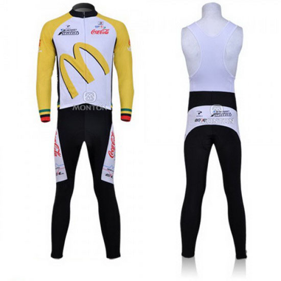 2011 Maillot McDonalds Tirantes Mangas Largas Blanco Y Amarillo